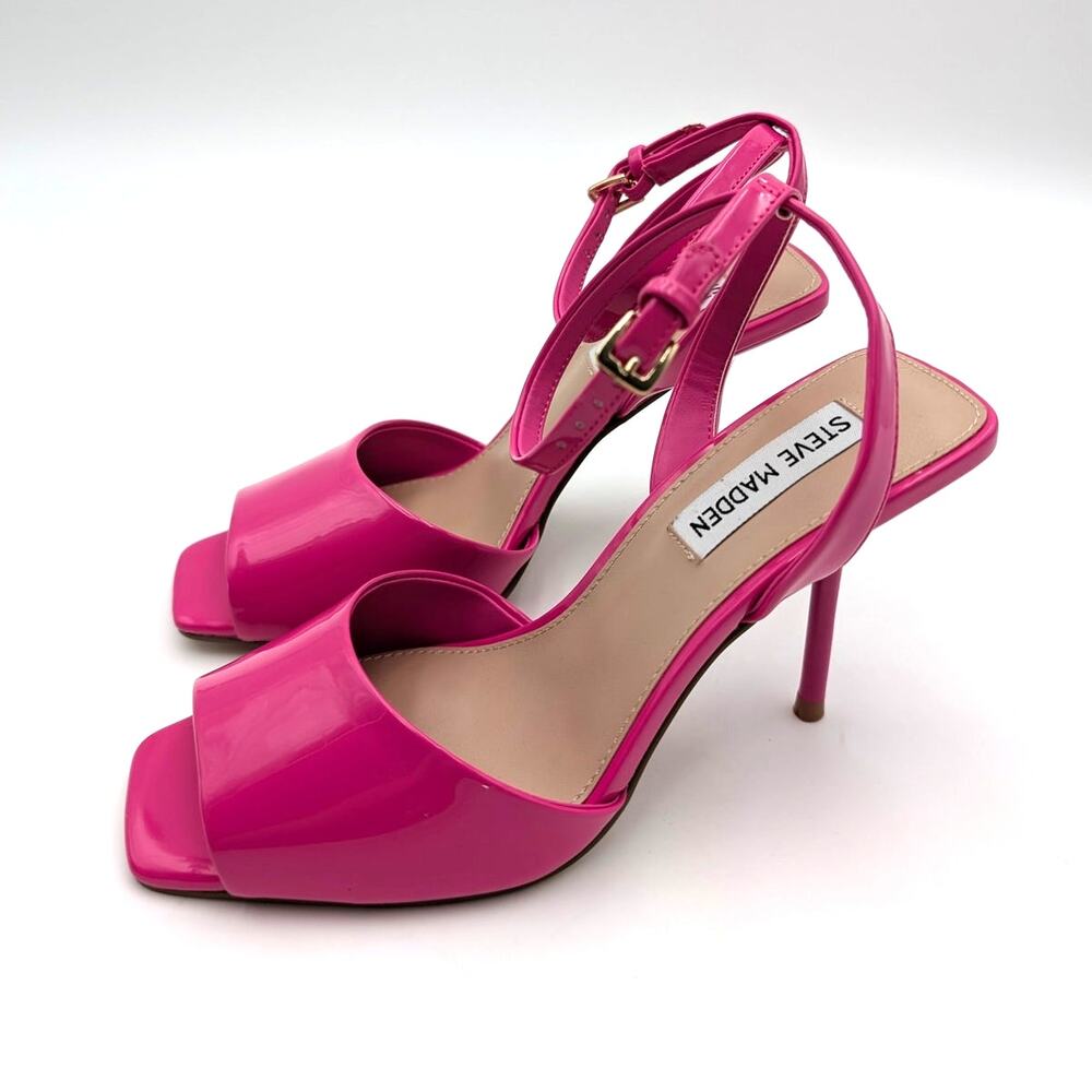 Steve Madden Leesha Patent Ankle Strap Sandals Women's Pink Size US6M EU36.5
